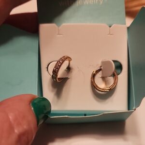 Origami Owl Gold Pave Hoop Earrings with Sparkling Crystals